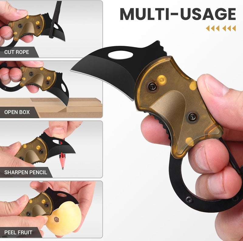 FUNBRO Small Pocket Knife, Cool Box Cutter with 1.34 inch Sharp Blade, EDC Knives Tool for Everyday Carry (Amber) - Image 4